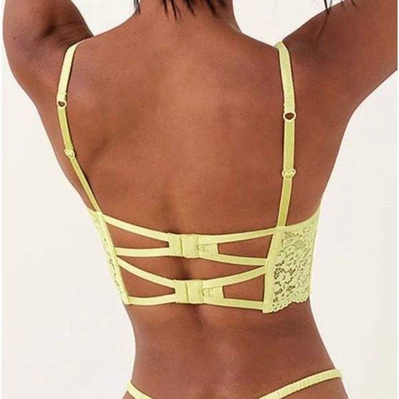 For Love & Lemons Mint Lime Green Creamsicle Lace Underwire Bra Bustier 36C - Picture 7 of 7